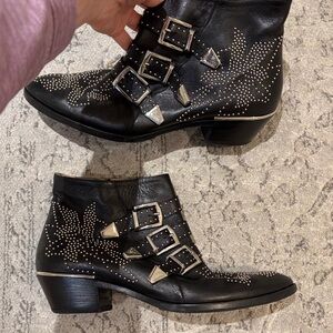 Chloe Susanna Studded Ankle Boot black/silver size 41